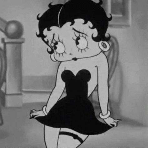 A Cartoon, Betty Boop, Black Dress, Gif, Black And White, White, Black