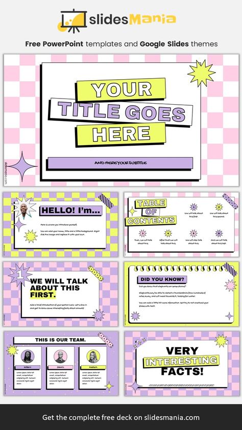 Pastel Presentation Template, Powerpoint Canva Design, Templates For Powerpoint Slide Design, Y2k Slide Template, Cool Google Slide Ideas, Google Slide Templates Aesthetic, Retro Presentation Design, Colorful Presentation Design, Canva Slides Template