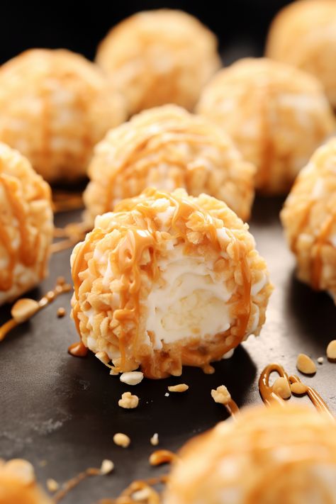 Condensed Milk Snowballs, Desert Bites, Rice Krispie Balls, Woolworth Cheesecake, Fluffy Marshmallows, Puffed Rice Cereal, How To Melt Caramel, Rice Krispie Cereal, Gooey Caramel