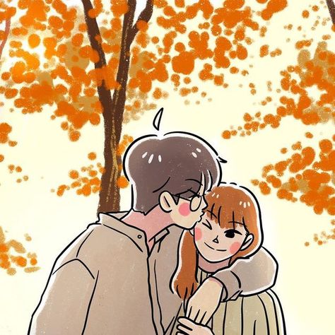 mumuco on Instagram: ""In the embrace of autumn's golden hues, our love unfolds like the changing leaves, vibrant and timeless, painting our hearts with the warmth of a thousand sunsets." #coupledrawing #art #drawing #couple #illustration #digitalart #coupleillustration #artist #sketch #couplegoals #love #draw #coupleart #digitaldrawing #digitalpainting #coupledrawings #customillustration #dailyart #etsyshop #weddinggift #couplegift #artph #anniversarygift #illustrations #giftforher #gift #gift Autumn Doodles, Love Draw, Cute Nerd, Drawing Couple, Chibi Couple, Pretty Journals, Valentines Couple, Changing Leaves, Cute Couple Drawings