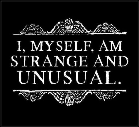 "I, MYSELF, AM STRANGE AND UNUSUAL" - #weird #unusual #strange #unique #special #strange #weirdo #iam Unusual Quotes, Goth Quotes, Infj Problems, Infj Psychology, Halloween Eve, Strange And Unusual, Horror Tattoo, Describe Me, Infp