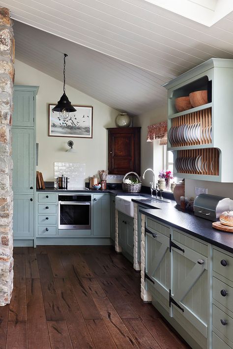 Seaside Cottage, Wales | John McCall Ltd Interior Design Cottage By The Sea Interior, Small Cottage Homes Interior, Seaside Cottage Interior, Maine Cottage Interiors, Small Cottage Interiors, Beach Cottage Kitchens, Seaside Kitchen, English Beach, Bay Cottage