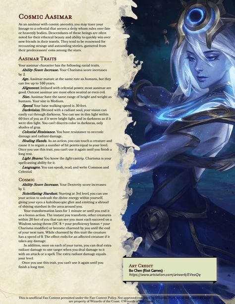 A Series of Stars - A New Weekly Release of Cosmic and Stellar Themed Creations by DianaDM: Week 1 - Subraces! Introducing the Cosmic Aasmiar and Starheart Halfling: UnearthedArcana 5e Races, Dungeons And Dragons Races, D D Races, D D Classes, Dungeon Master's Guide, Dnd Races, Dnd Classes, D D Character Ideas, Dungeons And Dragons Classes