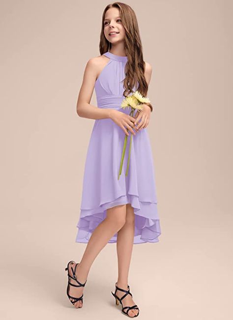 Wedding Guest Dress Kids, Teenage Dresses For Wedding, Kids Formal Dresses, High Low Chiffon Dress, Cute Bridesmaid Dresses, Teenage Dress, 2nd Wedding, Girls Bridesmaid Dresses, Pageant Gown