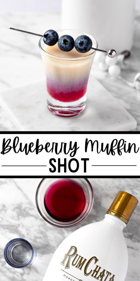 This Blueberry Muffin Shot is an easy party shot recipe that tastes just like a blueberry muffin. Made with only 3 ingredients in less than 5 minutes. 2 Ingredients Cocktails, Blueberry Juice Cocktail, Birdie Juice Shots, Superbowl Shot Ideas, Easy Dessert Cocktails, Fun Alcoholic Drinks Recipes, Unique Shots Alcohol, Two Ingredient Alcoholic Drinks, Easy Alcoholic Shots