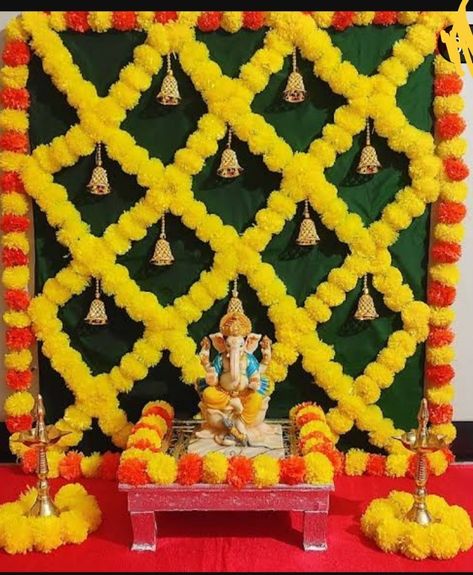 Background Flower Decoration For Pooja, Laxmi Pooja, Leaf Decor Wedding, Vinayaka Chavithi, Pikachu Wallpaper Iphone, Ganpati Decoration Theme, Ganapati Bappa, Decoration Theme, House Planning