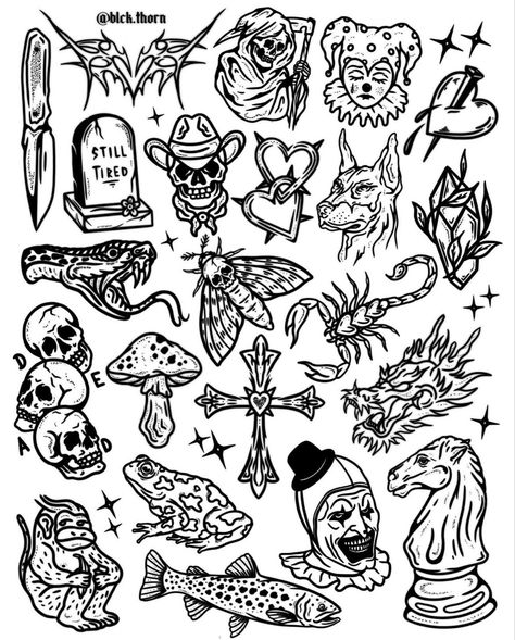 Flash Tattoo Sleeve, Black Flash Tattoos, Traditional Tattoo Old School, Tato Minimal, Card Tattoo Designs, Art Flash, Goth Tattoo, Flash Tattoo Designs, Flash Sheet