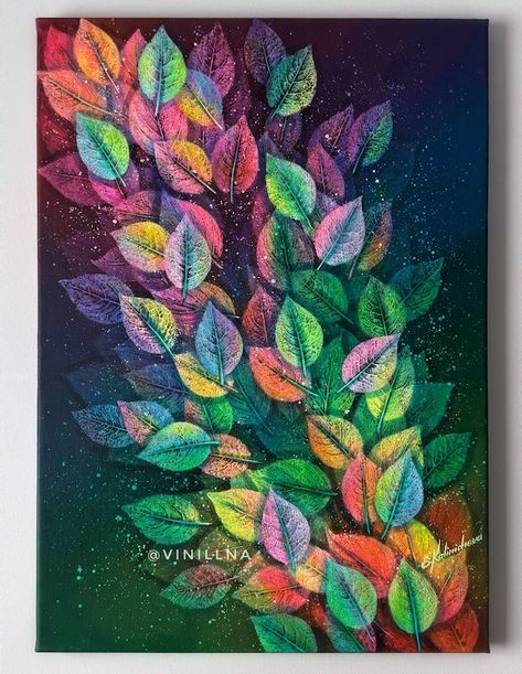 Vinillna - Etsy Rainbow Canvas Painting, Rainbow Leaves, Free Crochet Sweater, Painting Rainbow, Leaves Painting, Easy Bag, Night Sky Painting, Rainbow Canvas, Crochet Gift Ideas