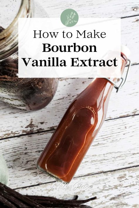 Save big bucks on your holiday baking while ensuring you have plenty of vanilla extract on hand! Homemade vanilla extract is incredibly easy to make, but takes a few months. Make a big batch with this bourbon vanilla extract recipe and give some away as gifts for the holidays! Making Vanilla Extract With Rum, How To Make Almond Extract, Bourbon Vanilla Extract, Homemade Essentials, How To Make Bourbon, Homemade Bourbon, Homesteading Recipes, Make Vanilla Extract, Vanilla Extract Recipe