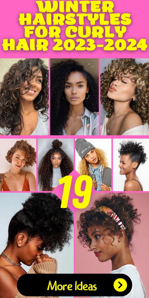 Trendy Winter Hairstyles for Curly Hair 2023-2024: Embrace the charm of the season with these trendy winter hairstyles for curly hair in 2023-2024. Whether you have short or long hair, these styles are designed to enhance your natural curls and keep you looking stylish. From unstyled looks to hairstyles with bangs, these options cater to various preferences and help you stand out this winter. Curly Hairstyles 2024, Curly Hair 2023, Curly Top Knot, Curly Faux Hawk, Perfect Curly Hair, Bun With Curls, Braided Crown Hairstyles, Casual Braids, Faux Hawk Hairstyles