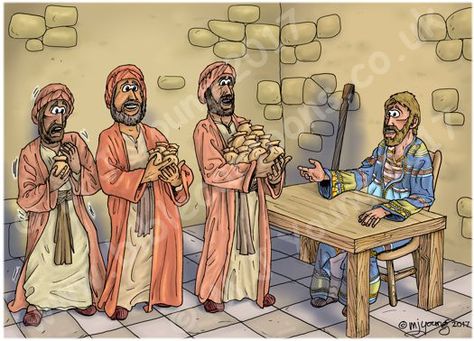 Matthew 25 - Parable of the talents - Scene 04 - Well done Parable Of The Talents Coloring Page, Parable Of Talents, Mathew 25, Bible Parables, Bible Cartoon, Parable Of The Talents, Gospel Bible, Jesus Teachings, Matthew 25