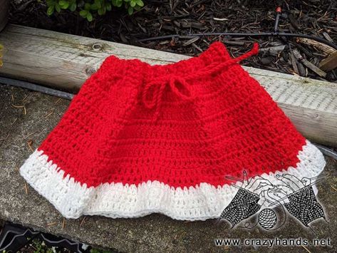 Santa Skirt, Crochet Baby Dress Free Pattern, Crochet Santa Hat, Matching Crochet, Skirt Pattern Free, Toddler Christmas Dress, Xmas Dress, Crochet Skirt Pattern, Toddler Skirt