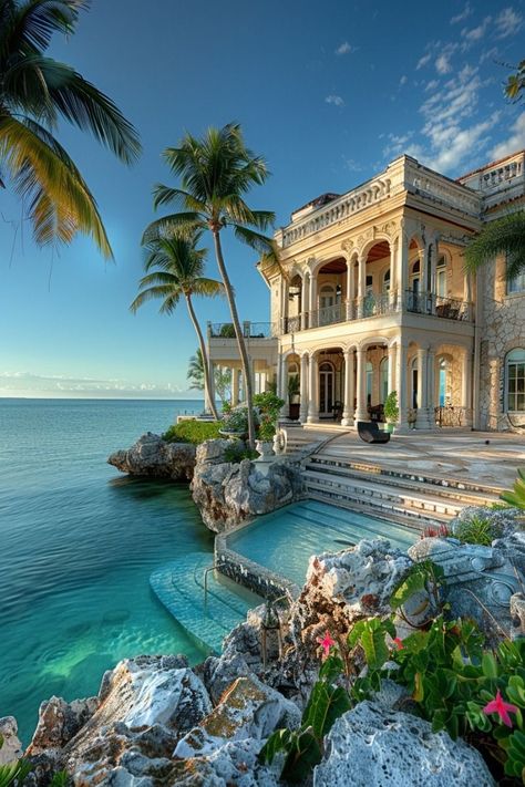 Big Beach Mansion, Mansion In Hawaii, Beach Front Mansion, Fancy Beach House, Oceanview House, Beachside Mansion, Unrealistic House, Mansion On The Beach, Canada Houses