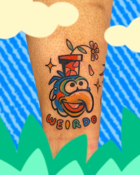 Gonzo Muppets Tattoo, Gonzo Tattoo The Muppets, Muppets Tattoo Simple, The Muppets Tattoo, Bert And Ernie Tattoo, Muppet Tattoo Ideas, Gumby And Pokey Tattoos, Jim Henson Tattoo, Sesame Street Tattoo