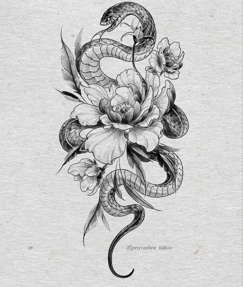 Snake Tattoo Flowers, Leg Snake Tattoos Women, Year Of The Snake Tattoo 2001, Snake And Cherry Blossom Tattoo, Snake Tattoos Thighs, Snake Tattoo Thigh, Sui̇ci̇deboys Tattoos, Tattoo Cobra, Calf Tattoos For Women