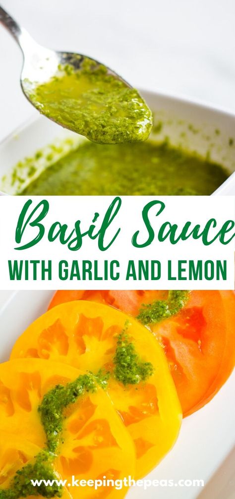 Fresh Basil Recipes, Gerd Friendly, Vegan Sauce Recipes, Basil Salad, Vegan Sauce, Pesto Salad, Sliced Tomatoes, Pesto Dressing, Vegan Salad Dressing