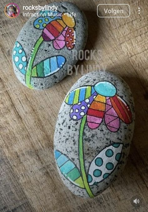 Painted Rocks Ideas Creative Garden, Spring Rock Painting Ideas, Painting Flowers Easy, Flower Rocks, Rock Painting Flowers, Painted Garden Rocks, Inspirational Rocks, Garden Rock Art, Flowers Easy