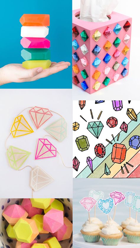 gemstone-diy-ideas Geology Birthday Party, Diy Craft Ideas For Kids, Felting Projects Ideas, Crystal Party, Cardboard Box Crafts, Sparkle Party, Wet Felting Projects, Diy Gemstone, Craft Ideas For Kids