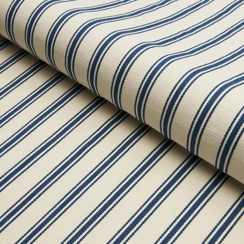 Marquet Ticking Stripe - Navy Fabrics | Schumacher Ticking Stripe Fabric, Schumacher Fabric, Stripe Fabric, Navy Fabric, New Traditional, Ticking Stripe, Striped Fabrics, Fabric Samples, Ticks