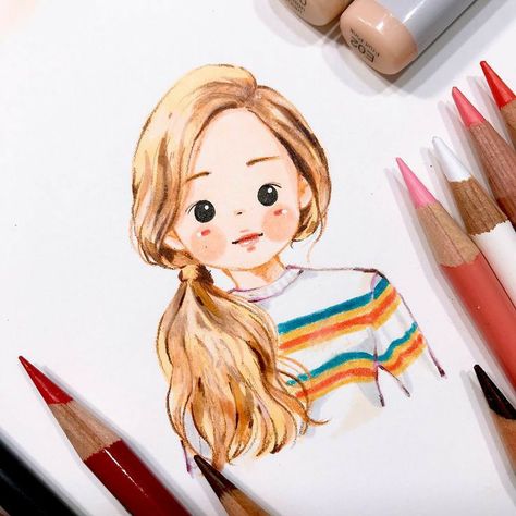 Art People Cartoon, Drawing Faces Ideas, Watercolor Art People, Faces Cartoon, Cartoon Drawings Of People, Drawing Cartoon Characters, Face Illustration, Drawing Faces, 캐릭터 드로잉