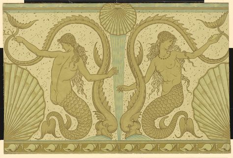 Mermaid | Crane, Walter | V&A Explore The Collections Vintage Mermaid Illustration, Mermaid Cartoon, Sea Siren, Mermaid Wallpapers, Walter Crane, Mermaid Wall Art, Mermaid Painting, Antique Artwork, Art Ancien