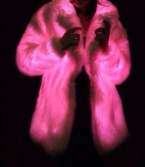 Pink pimpin' Glo fur Futuristic Dress, Pink Fur Coat, Grunge Tattoo, Catty Noir, Neon Outfits, Pink Fur, Ink Blot, Futuristic Fashion, Everything Pink