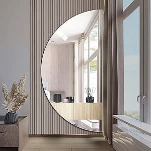 Half Circle Bathroom Mirror, Semi-Moon Shape, Wall Mounted Entryway Mirror, Living Room Decorative Mirror, Bathroom Cosmetic Mirror, HD Explosion Proof Safety Silver Mirror Circle Bathroom Mirror, Half Moon Mirror, Mirror Living Room, Moon Mirror, House Essentials, Entryway Mirror, Circle Mirror, Mirror Bathroom, Entryway Wall