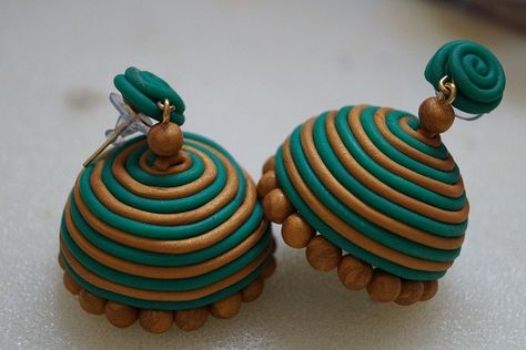 Clay Jhumka Earrings, Terracotta Jewellery Designs, Gold Jhumka, Terracotta Jewellery, Traditional Jewellery, Jhumka Earrings, Craft Shop, Traditional Jewelry, Bride Jewellery