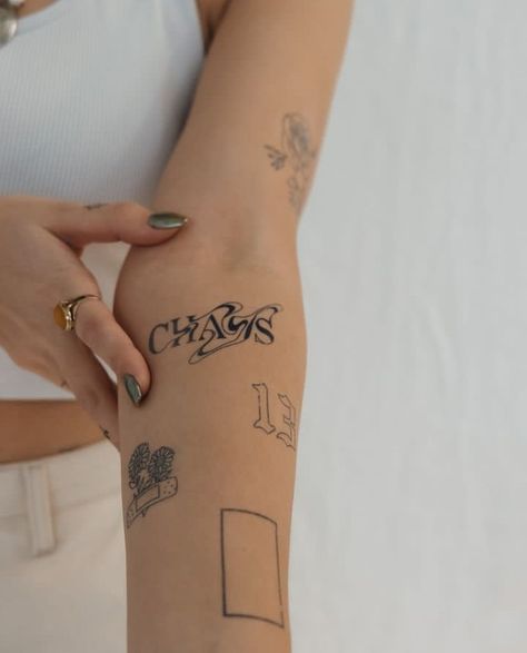 Rectangle Tattoo, Women Tattoo Placement, Sticker Sleeve Tattoo, The 1975 Band, Patchwork Sleeve Tattoo, Inside Of Arm Tattoo, 1975 Band, Box Tattoo, Le Tattoo