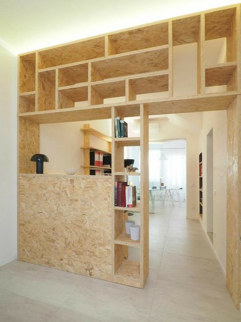 Room Inside A Room, Osb Furniture, Room Divider Ideas, Partition Designs, Koti Diy, Divider Ideas, Studio Apartments, Partition Design, Room Partition