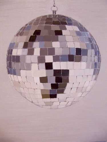 Disco Ball by Erica Hauser Circle Canvas Painting Disco Ball, Canvas Painting Ideas Disco Ball, Disco Ball Oil Pastel, Drawing A Disco Ball, Painting Of Disco Ball, Disco Balls Painting, Watercolour Disco Ball, Disco Ball Mug, Simple Disco Ball Painting