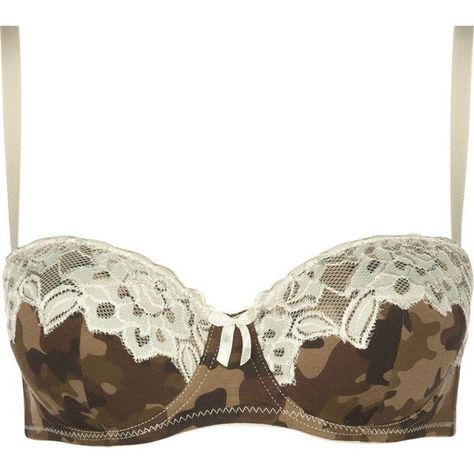 Lace Trim Camo Bra ($7.97) ❤ liked on Polyvore featuring intimates, bras, underwear, tops, lingerie, olive, camouflage lingerie, padded underwire bra, camo lingerie and padded push up bra Camo Lingerie, 2000s Fashion Aesthetic, Camo Clothes, Camo Bra, Military Inspired Fashion, Honey Moon, Camo Outfits, Cute Bras, Bandeaus