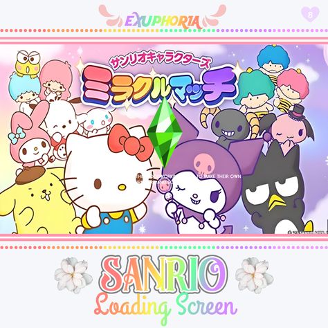 Here's a loading screen for the sims 4 featuring some of the most popular Sanrio characters ❤❤ Sanrio Loading Screen Sims 4, Sims 4 Loading Screen Background Anime, Sims 4 Loading Screen Cc Y2k, Sims 4 Loading Screen Cc Anime, Kawaii Cc Sims 4, Ts4cc Loading Screen, Sims 4 Loading Screen, Loading Screen, Black Kitten