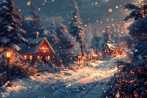 Cozy Snow-Covered Village at Dusk with Festive Lights and Falling Snowflakes stock images Cozy Christmas Desktop Wallpaper, Cozy Christmas Wallpaper Laptop, Merry Christmas Background Landscape, Winter Background Desktop, Christmas Wallpaper Pc Laptops, Snowfall Wallpaper, Winter Wallpaper Desktop, Winter Wallpaper Hd, Xmas Wallpapers