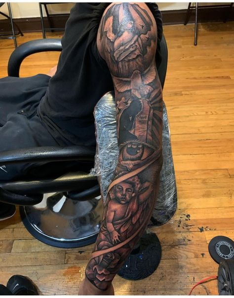 Leg Sleeve Tattoo Black Male, Black Men Sleeve Tattoo, Full Sleeve Tattoos For Guys Black, Black Men Tattoos Sleeve, Men Upper Arm Tattoo, Shoulder Tattoo Black Men, Shoulder Tats Men, Full Arm Sleeve Tattoo Men, Black Men Sleeve Tattoo Ideas