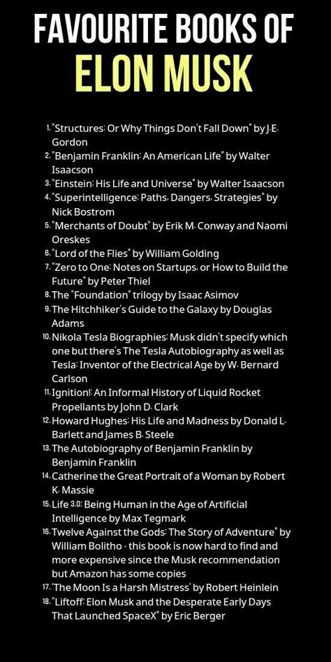 Elon Musk Book Recommendations, Informative Books To Read, Books On Money Mindset, 10 Books To Understand Everything, Books To Motivate You To Study, Best Books For Entrepreneurs, Inspirational Books To Read In Your 20s, Best Books To Read For Self Improvement, Elon Musk Aesthetic