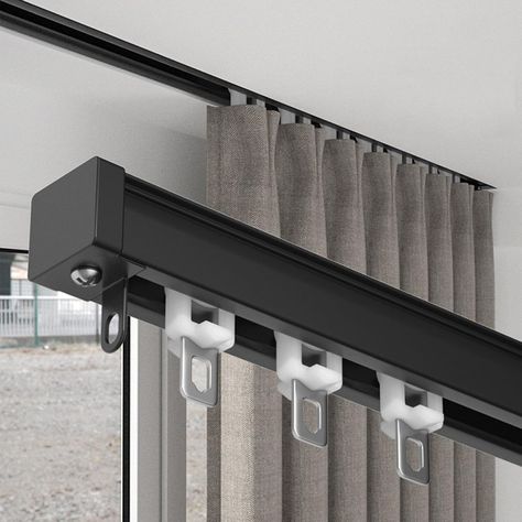 Invisible Ceiling Curtain Track - Hidden Ceiling Track For Curtains - 2mm Thickened Curtain Rail - Heavy-duty Curtain Curtain Rod (Color : Black, Size : Double-2.6m(1.3m*2)) Invisible Curtain Track, Hidden Curtain Track, Ceiling Curtain Track, Simple Home Decoration, Ceiling Curtains, Stainless Steel Sheet, Curtain Rails, Bathroom Safety, Curtain Track