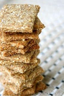 homemade whole grain crackers Whole Grain Crackers, Sesame Crackers, Grain Crackers, Savoury Treats, Healthy Crackers, Crackers Recipe, Wheat Crackers, Wheat Thins, Homemade Crackers