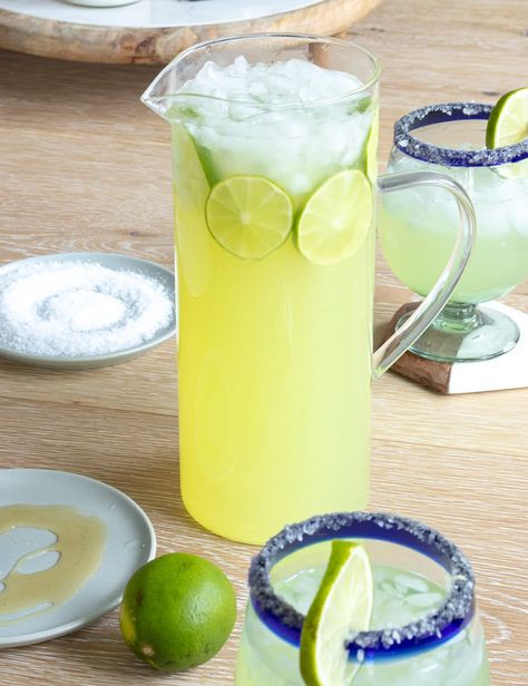 Large Batch Margarita Pitchers Recipe (For 14 People!) - Aleka's Get-Together Margarita Recipes Large Batch, Pitcher Of Margaritas Recipe, Big Batch Margarita Recipe, Batch Margarita Recipe, Large Batch Margarita Recipe, Margaritas For A Crowd, Red White Blue Drink, Cocktail For A Crowd, Popular Summer Cocktails