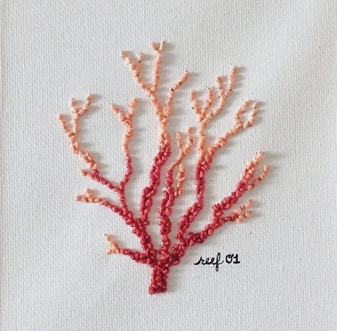 Coral Reef Embroidery, Reef Embroidery, Jewelry Embroidery, Beaded Shirt, Bead Embroidery Patterns, Creative Embroidery, 자수 디자인, Hand Embroidery Art, Crewel Embroidery