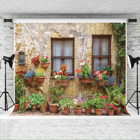 Amazon.com : EOA 7(W) x5(H) FT Italian Tuscan Street Old Wall Flower Backdrop for Photography Italy Old City Town Medieval Architecture Summer Background for Wedding Birthday Grand Events Photo Booth Props : Electronics Background For Wedding, Italian Themed Parties, Photography Italy, Christmas Photography Backdrops, Medieval Architecture, Architecture Background, Wood Backdrop, Summer Backgrounds, Old Wall