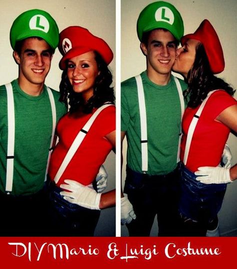 60+ Cool Couple Costume Ideas 2017 Creative Couples Costumes, Clever Couple Costumes, Mario And Luigi Costumes, Couples Costumes For Halloween, Costumes Faciles, Mario Und Luigi, Luigi Costume, Couples Costumes Creative, Meme Costume