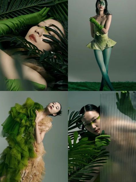 Green Fashion Editorial, Don Perignon, Foto Editorial, Botanical Fashion, New Project Ideas, Photoshoot Studio, Brand Color Palette, Garden Of Eden, Adam And Eve