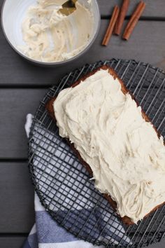 brown butter cardamom pear cake with honey tahini frosting Tahini Frosting, Cinnamon Chocolate Chip Cookies, Shake And Bake, Pear Cake, Shake N Bake, Spiced Pear, Cold Desserts, Fall Flavors, Afternoon Snack