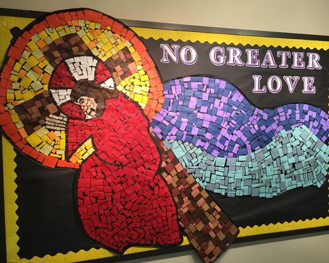 All Saints Day Bulletin Board, Ccd Bulletin Board Ideas, Saint Bulletin Board Ideas, Catholic School Bulletin Board Ideas, Catholic Bulletin Board Ideas, Lent Bulletin Board Ideas Catholic, Lent Bulletin Boards, Lent Bulletin Board Ideas, Highschool Classroom Decor