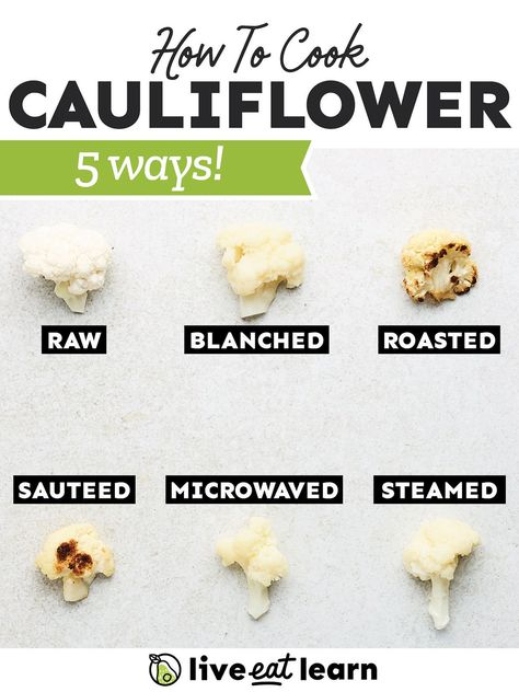 Looking to switch up your usual veggie routine? Learn how to cook cauliflower in five different ways, each one providing a unique flavor and texture. Whether you’re roasting, microwaving, blanching, steaming, or sautéing, this post will guide you every step of the way! (Plus, we're sharing our all-time favorite way for cooking cauliflower.) Cooking Cauliflower, Ways To Cook Cauliflower, Cook Cauliflower, Vegetarian Casseroles, How To Cook Cauliflower, Vegetarian Recipes Dinner Healthy, Creamy Pasta Sauce, Vegetarian Casserole, Vegetarian Dinner Recipes