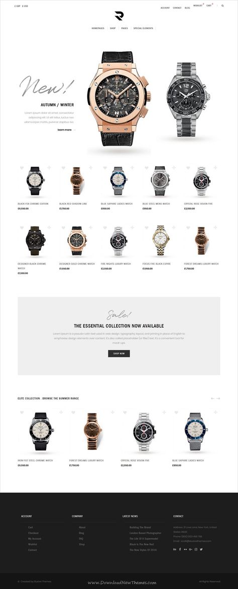 Romeo is clean, stylish and modern design 5in1 responsive #WooCommerce #WordPress theme for #watch, fashion and luxury industry #eCommerce website download now.. Luxury Watch Website Design, Watches Website Design, Luxury Ecommerce Website, Watch Website Design, Watch Branding, Luxury Website Design, Luxury Website, Business Web Design, Woo Commerce Wordpress