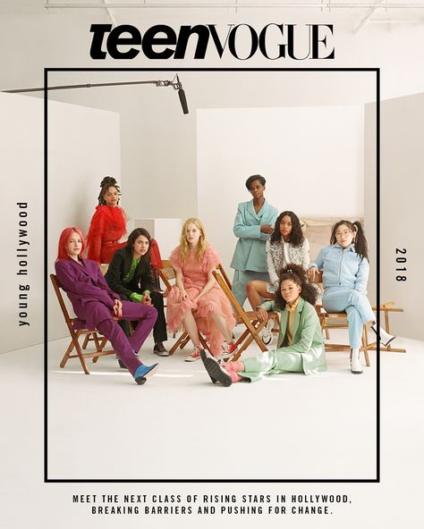 Teen Vogue Kicks Off First Digital "Cover" With Young Hollywood Issue Celebrating Time's Up (Exclusive) | Hollywood Reporter Group Shot Photography, Group Photo Poses, Team Photography, Group Poses, Photoshoot Studio, Class Of 2018, Group Photography, Photo Grouping, Vogue Covers