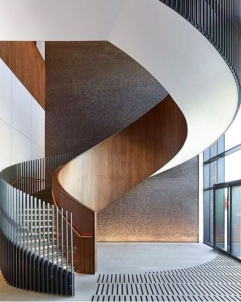 Staircase Architecture, Spiral Stairs Design, Circular Stairs, Luxury Inspiration, Staircase Remodel, Open Staircase, Stairs Architecture, Stairway Design, Stair Handrail