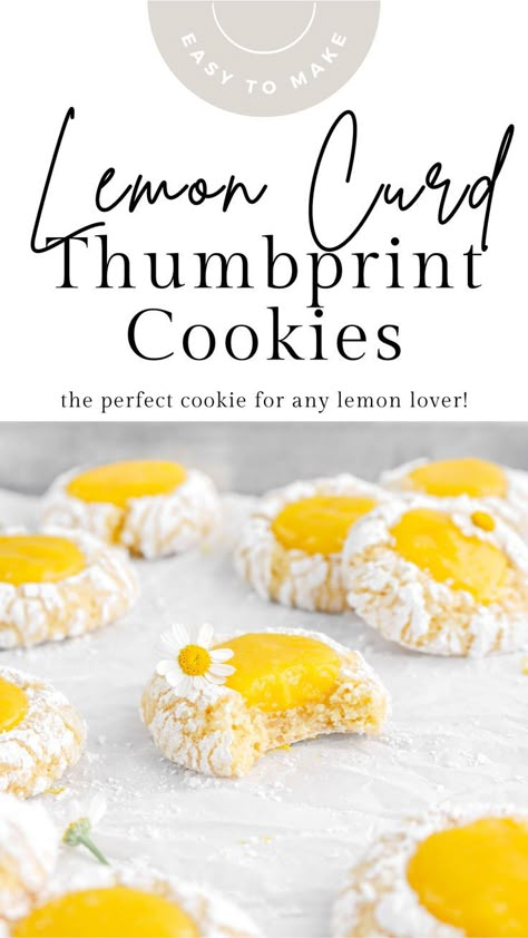 Lemon Curd Cookies Recipe, Browned Butter Chocolate Chip Cookies, Lemon Curd Dessert, Easy Lemon Curd, Crinkle Cookies Recipe, Bakers Table, Lemon Crinkle Cookies, Lemon Cookies Recipes, Spring Baking